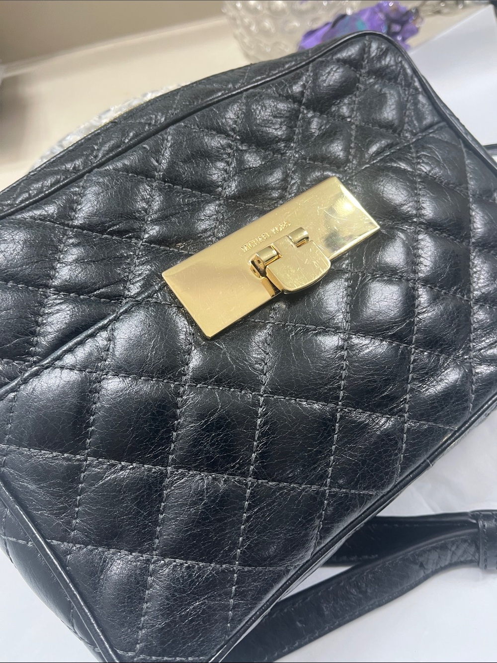 Almost Vintage Black Leather Micheal Kors Shoulder Bag